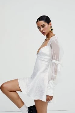 Ready-to-Wear Gabrielle Puff Sleeve Mini Dress Little White Dresses