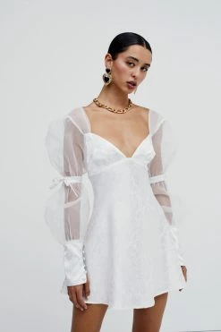 Ready-to-Wear Gabrielle Puff Sleeve Mini Dress Little White Dresses