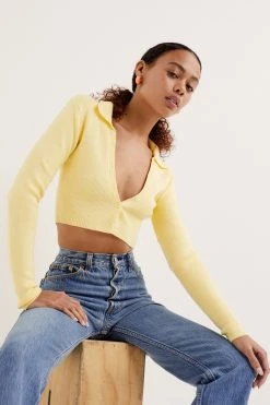 Knitz Mona Cropped Polo Sweater New