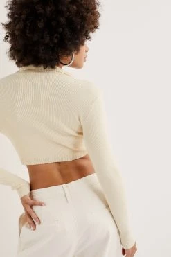 Knitz Mona Cropped Polo Sweater New