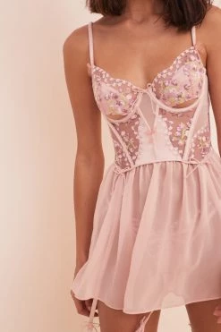 Victorias Secret Lavender Fields Embroidery Bustier Slip