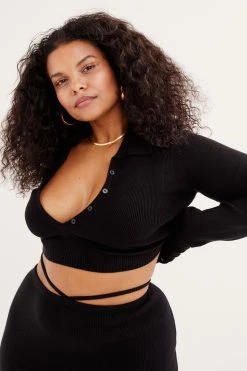 Knitz Mona Cropped Polo Sweater New