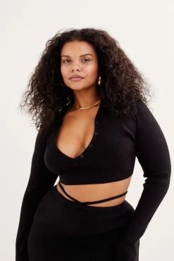 Knitz Mona Cropped Polo Sweater New
