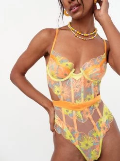 Victorias Secret Waterlily Embroidery Teddy New