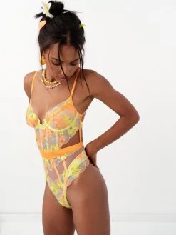 Victorias Secret Waterlily Embroidery Teddy New