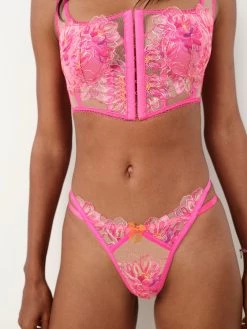 Victorias Secret New Hibiscus Embroidery Thong Panty