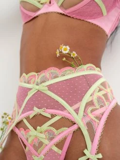 Victorias Secret Hugging Hearts Embroidery Garter Belt