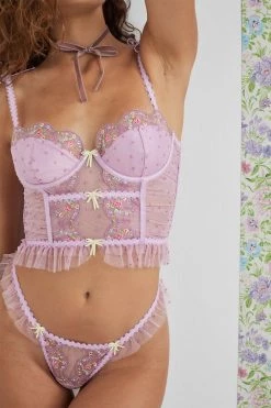 Victorias Secret Daphne Embroidered Ruffle Thong Panty Shop