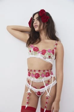 Victorias Secret Shop V-Day Floral Embroidery Garter Belt