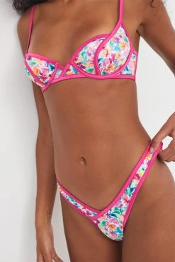 Victorias Secret Shop Watercolor Floral Thong Panty